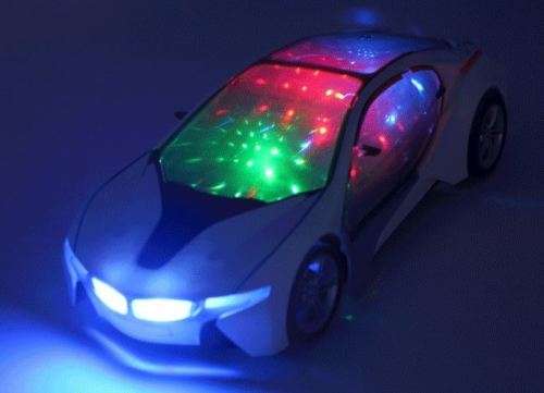 Electric 3D Bump-'n-Go Car with Four Transparent Colours & Music