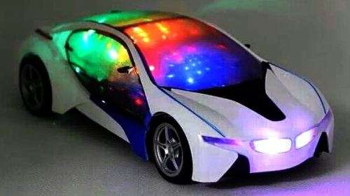 Electric 3D Bump-'n-Go Car with Four Transparent Colours & Music