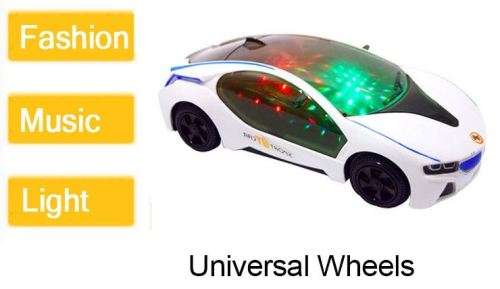 Electric 3D Bump-'n-Go Car with Four Transparent Colours & Music