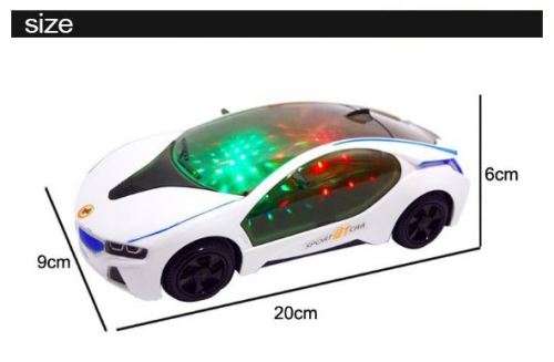Electric 3D Bump-'n-Go Car with Four Transparent Colours & Music