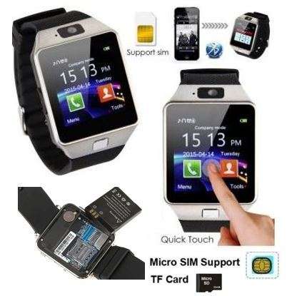 Smart Watch Phone -  SIM CARD, Bluetooth, Camera, Sleep Monitor, SD Card, MP3 etc. - Silver