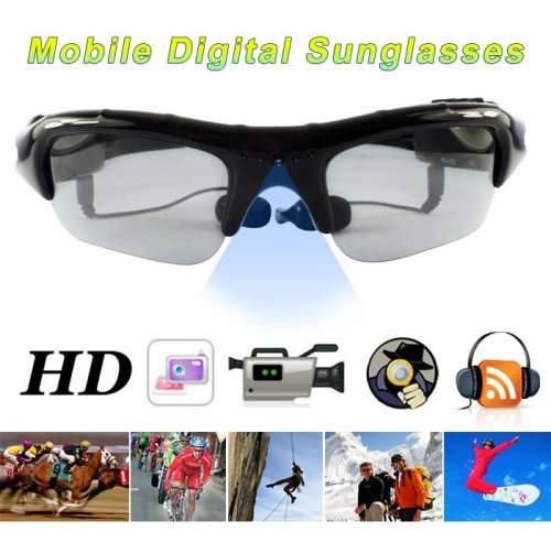DVR Camera & Cam Recorder Sunglasses with Micro SD Slot, Carry Case, USB Data & Charging Cable Ect.