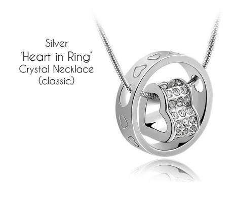 Elegant 925 Silver Heart in Ring Jewelry Set With Swarovski Crystals in Complimentary GIFT BOX