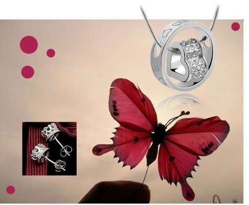 Elegant 925 Silver Heart in Ring Jewelry Set With Swarovski Crystals in Complimentary GIFT BOX