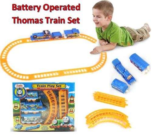 Battery Operated THOMAS Train Set - Hours of Fun, Play & Learn - 3 Cars & 8 Tracks
