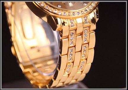 Elegant Ladies Geneva Crystal Quartz Chronograph Wrist Watch in Rose Gold, Gold and Silver