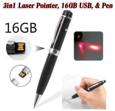 3 in 1 High Speed 16G Ball Point Red Laser Pen With 16 GB USB Memory Stick for iPhone / Samsung/ HTC