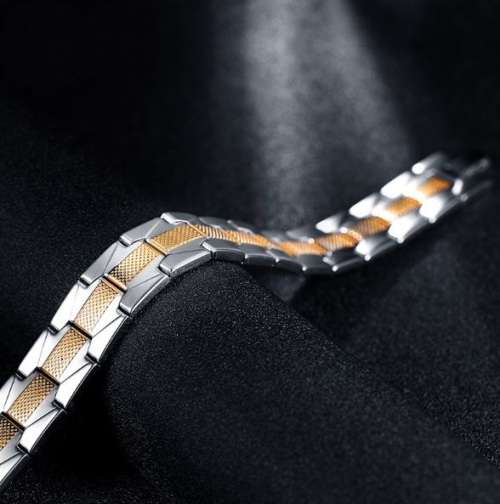 Trendy Stainless Steel Men's Geometric 2 Tone Men's Bracelet in Complimentary Gift Box