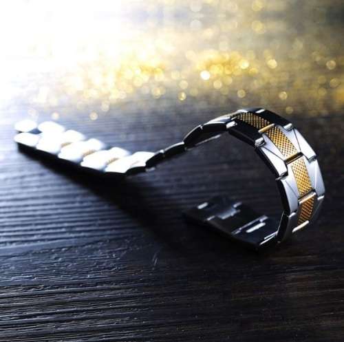 Trendy Stainless Steel Men's Geometric 2 Tone Men's Bracelet in Complimentary Gift Box