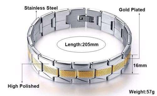 Trendy Stainless Steel Men's Geometric 2 Tone Men's Bracelet in Complimentary Gift Box