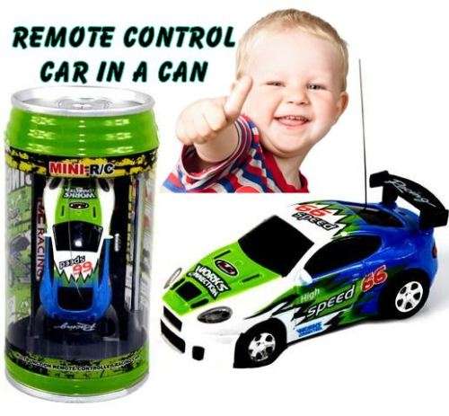 1:63 Remote Control Racing Car in a Can - Lights, Super Light & High Speed
