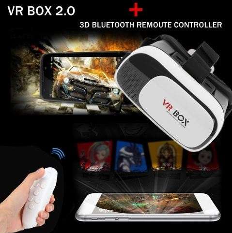 VR Box 2, 3D Virtual Reality Glasses With Head Mount & 3D Bluetooth Remote Controller