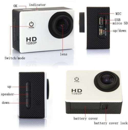 HD Action Sport DVR & Camera - Waterproof, LCD Screen, Side Helmet Mount, Waterproof Casing..