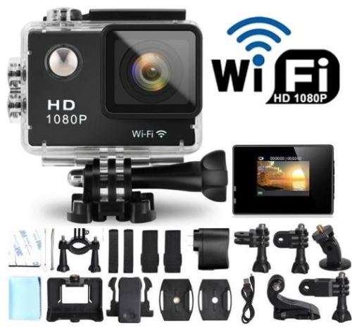 2" WI-FI HDMI HDR 1080P Sport Action Sport Cam - Waterproof, LCD Screen, Support USB & SD Card