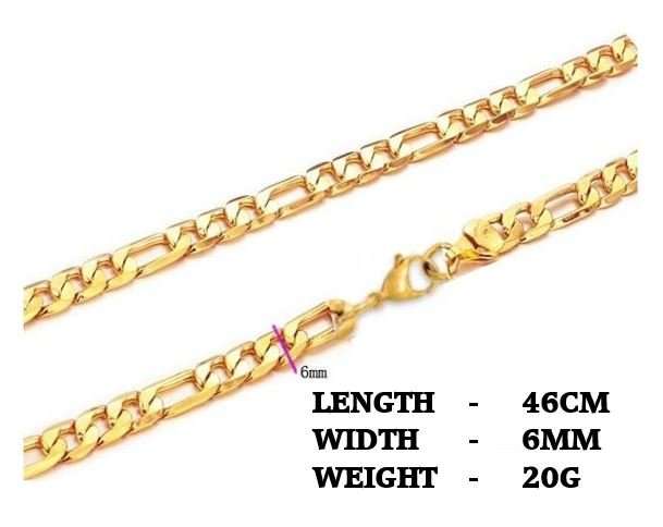 Elegant Men's 6mm Golden Stainless Steel Link Chain Necklace in Complimentary Gift Box
