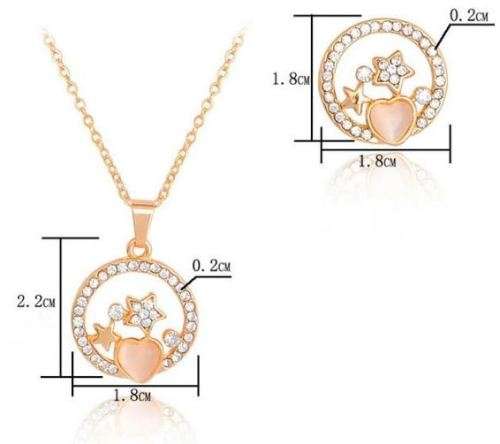 Elegant Golden Austrian Crystal Opal Heart & Stars Jewelry Set in Complimentary Gift Box