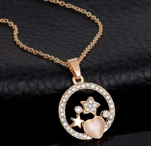 Elegant Golden Austrian Crystal Opal Heart & Stars Jewelry Set in Complimentary Gift Box