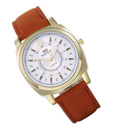 Elegant Men's SOXY BRAND Quartz Leather Wrist Watch in Complimentary Gift Box