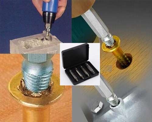 4 Piece Screw & Bolt Extractor Drill Bitts & Guide Set - Broken Easy Out Fastener Kit