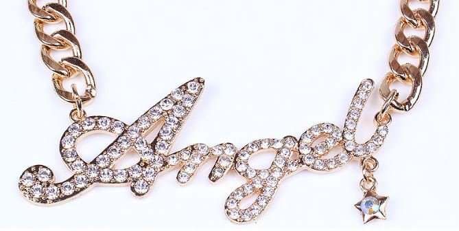 Luxury Solid 105g Gold Plated Cubic Zirconia Chain With Angel Pendant