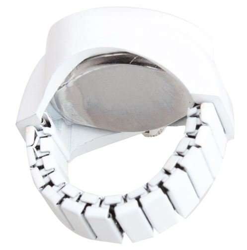 Stylish Ladies Crystal Heart Quartz Ring Watch in White or Black