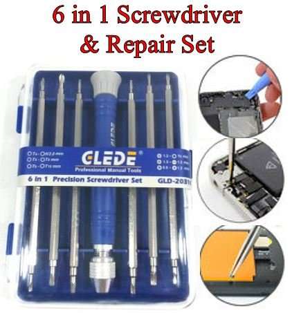 6 in 1 Precision Screwdriver Set for Repairs on Vehicle, Radio's, Watches, Phones, Computers etc.