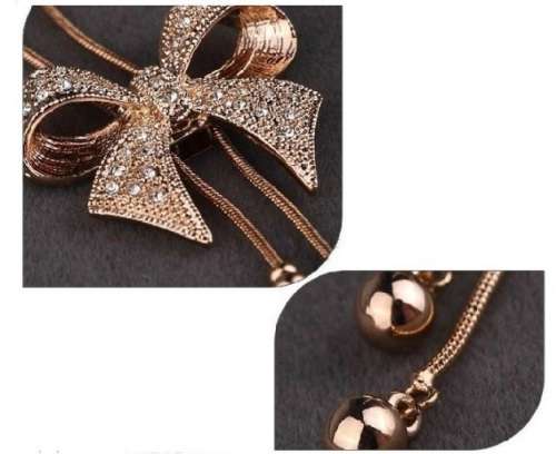 Elegant Bowknot Necklace With Swarovski Crystals - White Gold OR Yellow Gold Plated