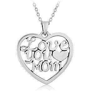 Elegant Silver Plated Jewelry Set With Love You Mom Heart Pendant in Complimentary Gift Box