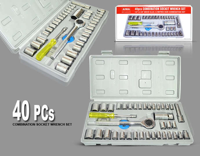 40 Piece Combination Socket Wrench Set - All You Need, Compact in a Case