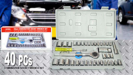 40 Piece Combination Socket Wrench Set - All You Need, Compact in a Case