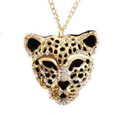 Elegant Gold / Silver Leopard Head Chain Necklace With Austrian Crystals in Complimentary Gift Box