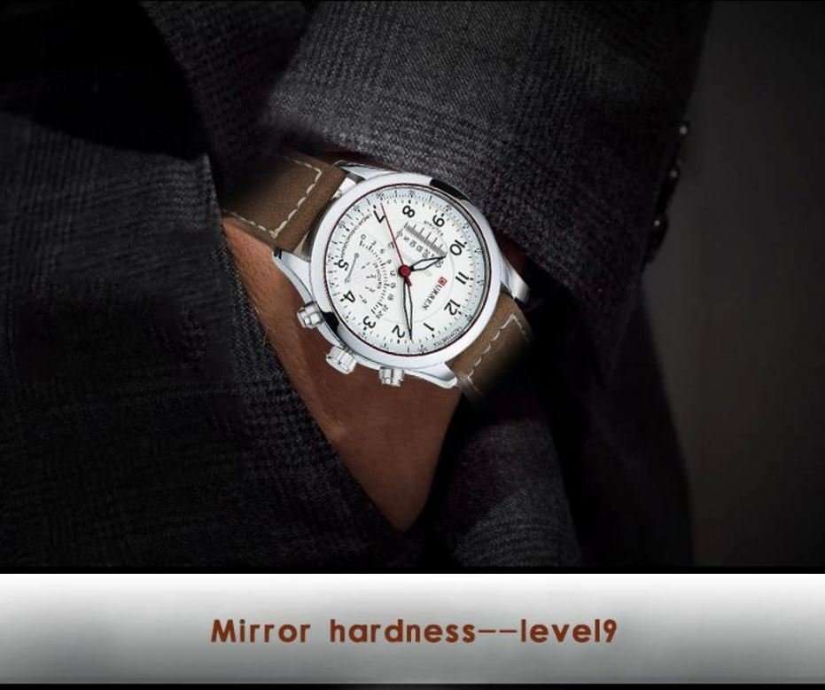 Elegant CURREN Military Leather Mens Wrist Watch - Black & Brown OR White & Brown