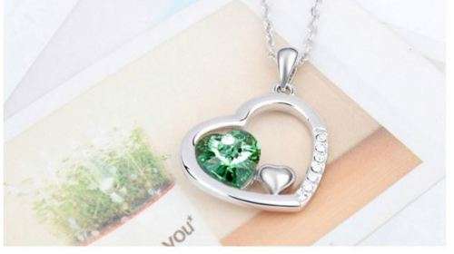 Elegant 18K White Gold Plated Floating Heart Love Jewellery Set With Austrian Crystals in 4 Colours