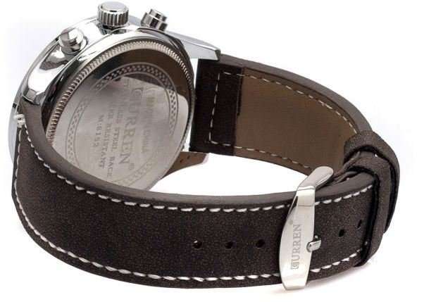 Elegant CURREN Military Leather Mens Wrist Watch - Black & Brown
