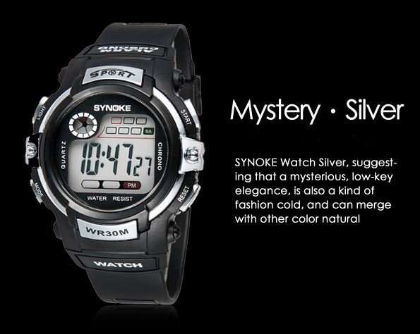 Silver Chrono LED Sports Wrist Watch, Date & Time, Digital, Alarm, Stopwatch etc With Silicone Strap