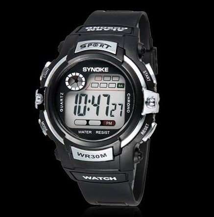 Silver Chrono LED Sports Wrist Watch, Date & Time, Digital, Alarm, Stopwatch etc With Silicone Strap
