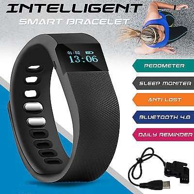 Bluetooth Smartwatch & Fitness Bracelet with Pedometer for Samsung & Android Phones BLACK