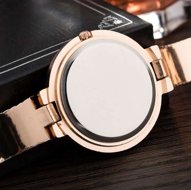 Elegant REALY Rose Gold & Rhinestone Ladies Wrist Watch With Stunning Inlay Detail