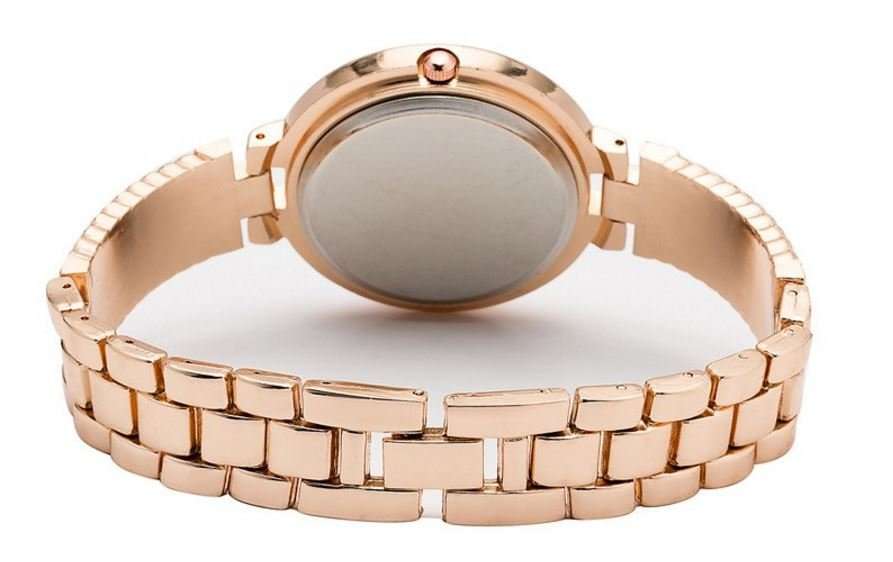 Elegant REALY Rose Gold & Rhinestone Ladies Wrist Watch With Stunning Inlay Detail