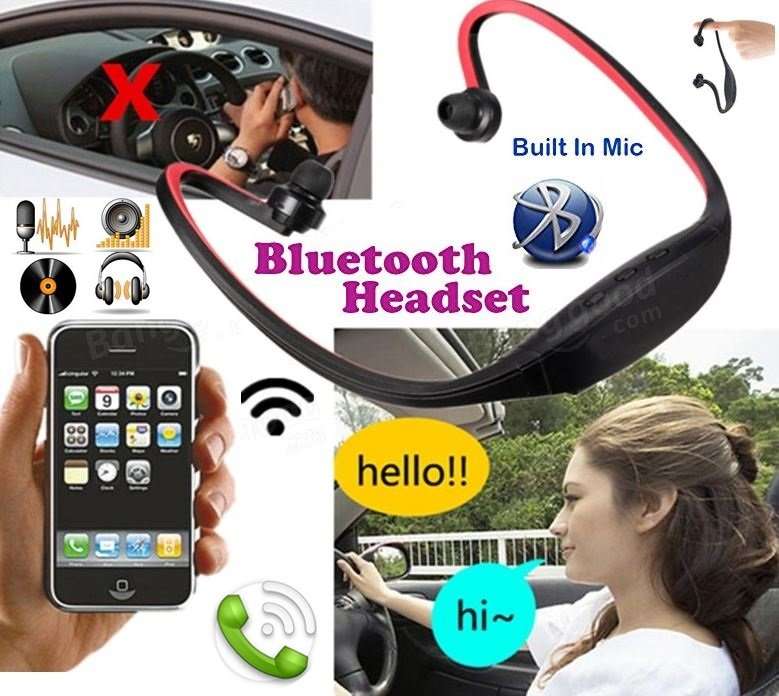 Stereo Sport Bluetooth Wireless Headset - MP3 Player & FM Radio With USB Port for Android & iPhone