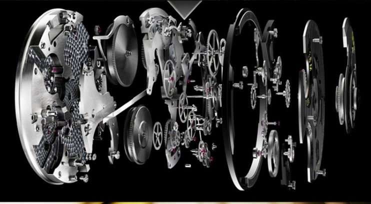 Trendy Men's Stainless Steel & Leather Skeleton Wrist Watch in Silver & Brown