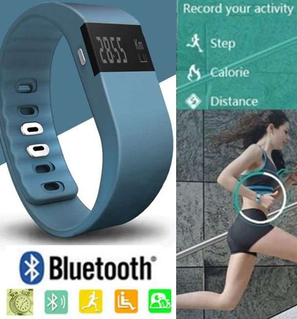 Bluetooth Smartwatch & Fitness Bracelet with Pedometer for Samsung & Android Phones BLUE