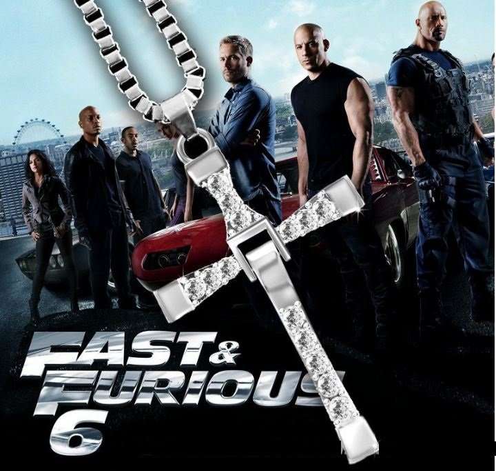 Fast & Furious Men's Stainless Steel Chain With Crystal Cross Pendant in Complimentary Gift Box
