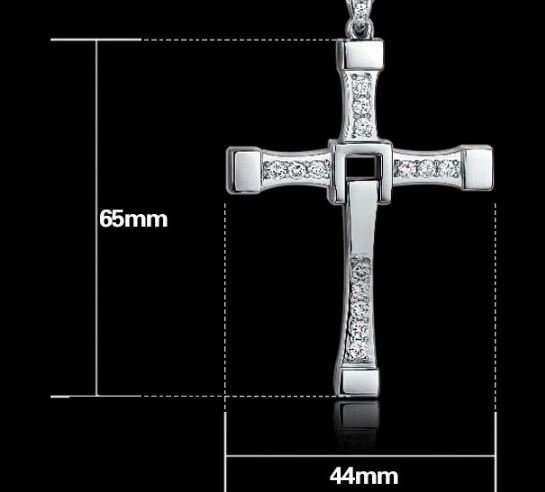 Fast & Furious Men's Stainless Steel Chain With Crystal Cross Pendant in Complimentary Gift Box