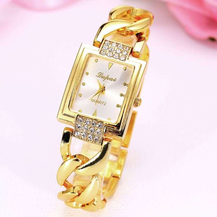 Elegant & Attractive Ladies Rose Gold Austrian Crystal LUPAI Quartz Wrist Watch in Gift Box