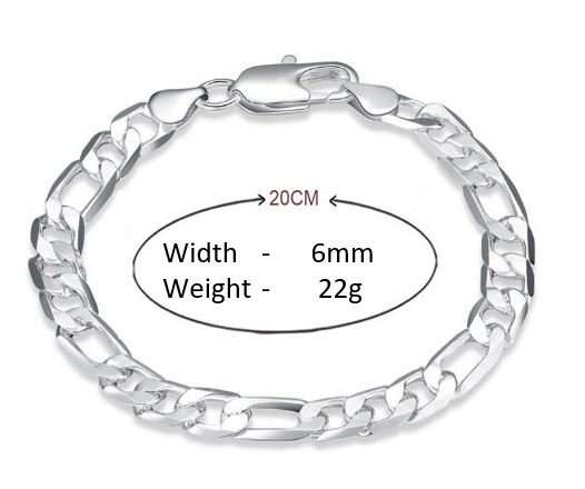 Elegant Men's Cubicle Figaro 6mm Stainless Steel Chain Bracelet in Complimentary Gift Box