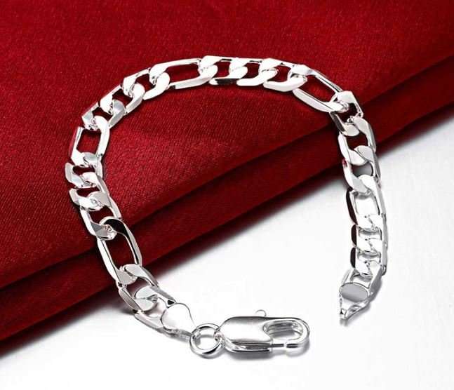 Elegant Men's Cubicle Figaro 6mm Stainless Steel Chain Bracelet in Complimentary Gift Box