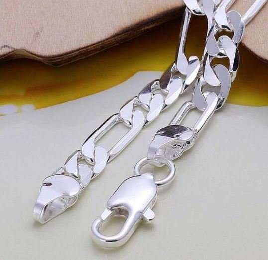 Elegant Men's Cubicle Figaro 6mm Stainless Steel Chain Bracelet in Complimentary Gift Box