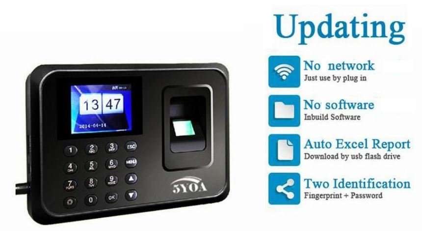 2.8" Bio-metric Fingerprint Attendance System, Colour Display With Time Clock & Complete Software