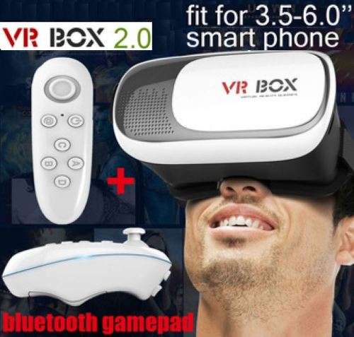 VR Box 2, 3D Virtual Reality Glasses With Head Mount & 3D Bluetooth Remote Controller